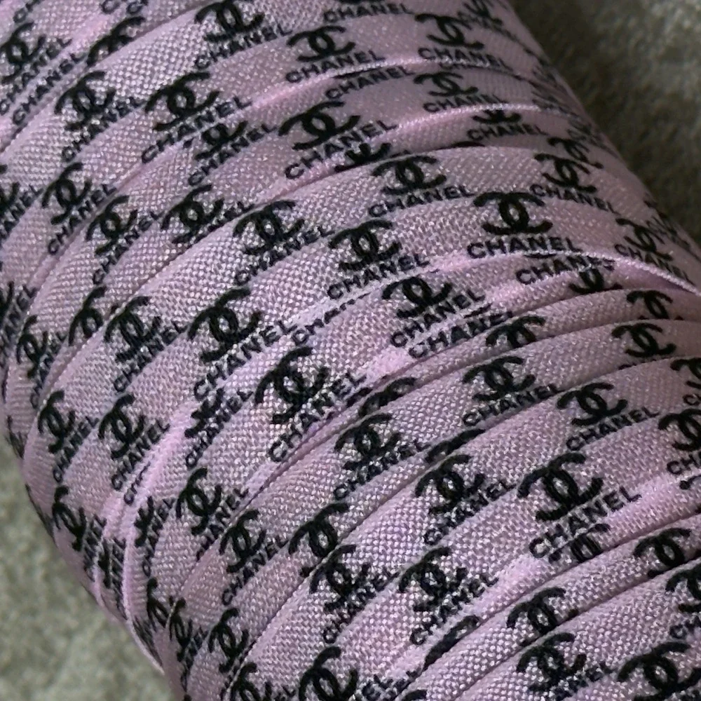 Channel Monogram Classic Pattern Elastic Pink And Black 5/8